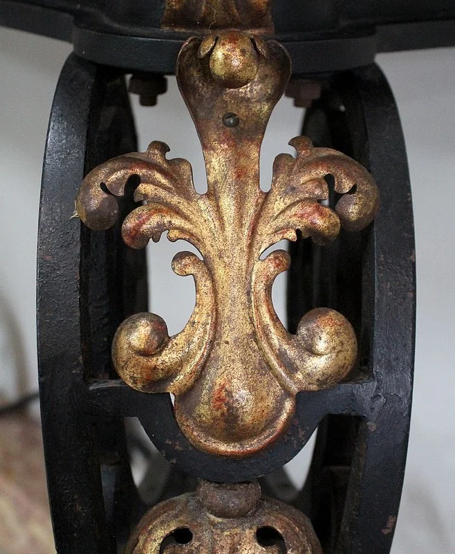 Console d’Applique en Marbre et Fer Forgé, esprit Rocaille – 1940 / 1950