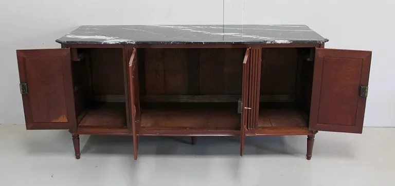 Enfilade Louis XVI en Acajou de Cuba et Marbre Flammé – XVIIIe
