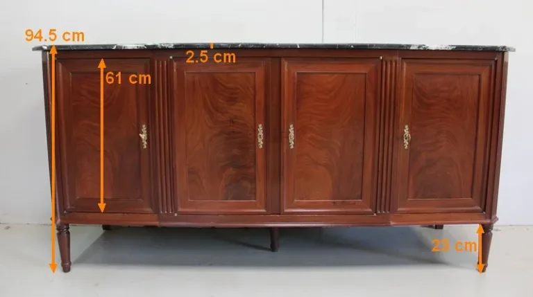Enfilade Louis XVI en Acajou de Cuba et Marbre Flammé – XVIIIe