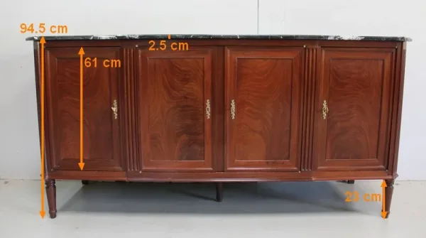Enfilade Louis XVI en Acajou de Cuba et Marbre Flammé – XVIIIe