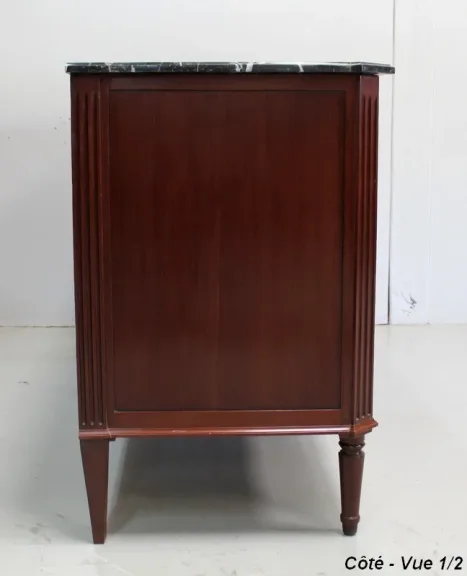Enfilade Louis XVI en Acajou de Cuba et Marbre Flammé – XVIIIe