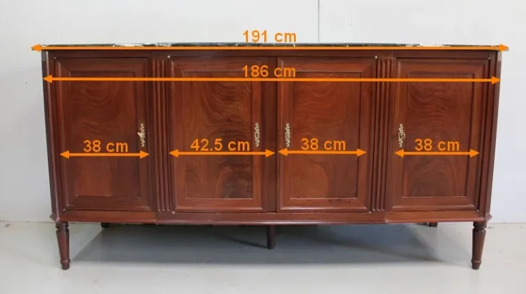 Enfilade Louis XVI en Acajou de Cuba et Marbre Flammé – XVIIIe