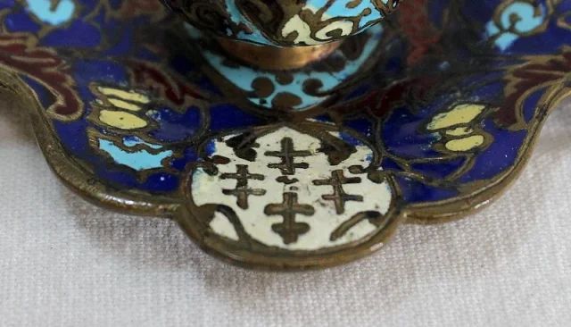 Petit Encrier en Bronze et Émaux Cloisonnés – XIXe