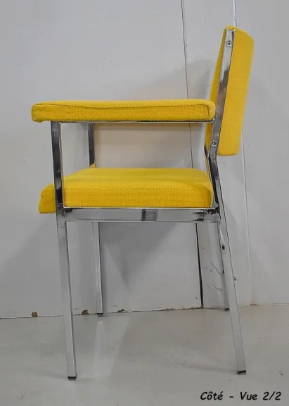 Suite de 4 Fauteuils en Métal Chromé – 1970
