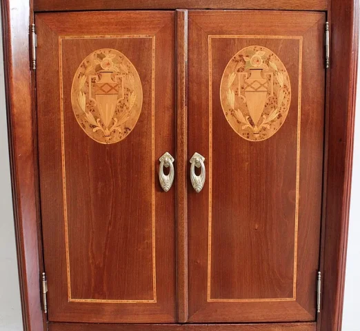 Petit Cabinet en Acajou et Bois Précieux, Époque Art Nouveau – Début XXe