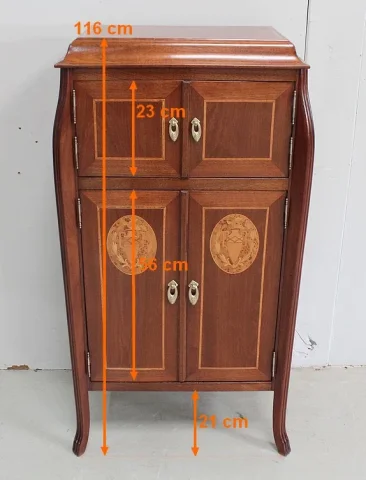 Petit Cabinet en Acajou et Bois Précieux, Époque Art Nouveau – Début XXe