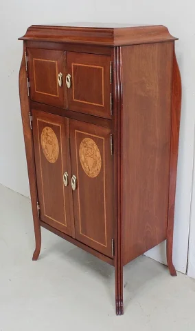 Petit Cabinet en Acajou et Bois Précieux, Époque Art Nouveau – Début XXe