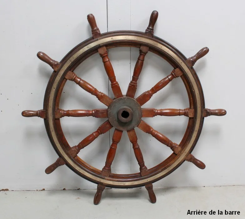 Barre à Roue de Bateau en Teck – Début XXe