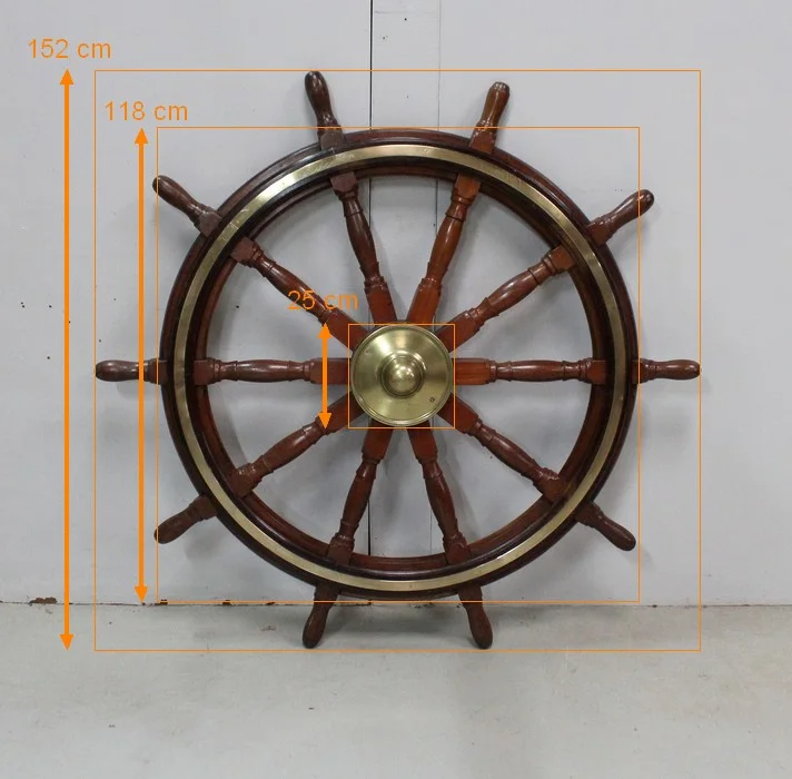 Barre à Roue de Bateau en Teck – Début XXe