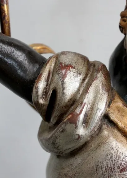 Nubien Porte-Torchère en Bois Sculpté, goût Vénitien – 1ère partie XXe