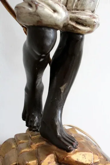 Nubien Porte-Torchère en Bois Sculpté, goût Vénitien – 1ère partie XXe
