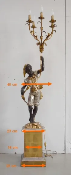 Nubien Porte-Torchère en Bois Sculpté, goût Vénitien – 1ère partie XXe