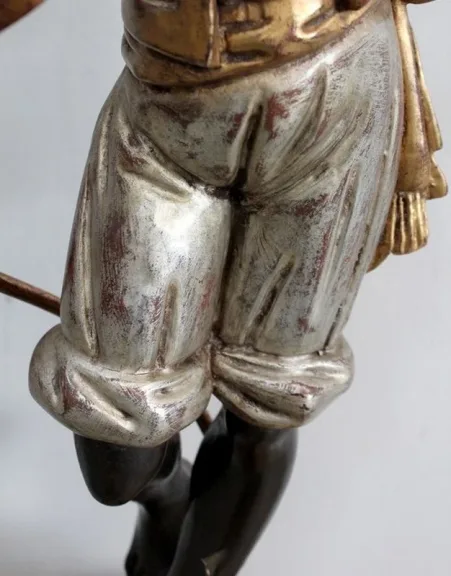 Nubien Porte-Torchère en Bois Sculpté, goût Vénitien – 1ère partie XXe