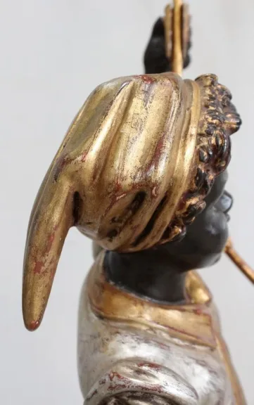 Nubien Porte-Torchère en Bois Sculpté, goût Vénitien – 1ère partie XXe