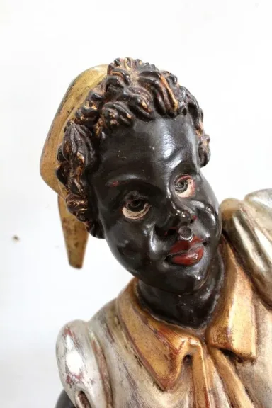 Nubien Porte-Torchère en Bois Sculpté, goût Vénitien – 1ère partie XXe