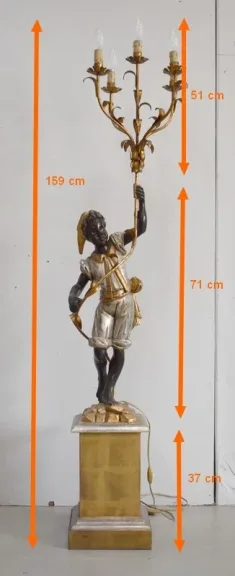 Nubien Porte-Torchère en Bois Sculpté, goût Vénitien – 1ère partie XXe