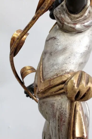 Nubien Porte-Torchère en Bois Sculpté, goût Vénitien – 1ère partie XXe