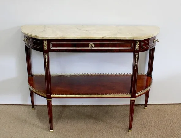 Longue Console en Acajou et Marbre, transition Louis XVI / Directoire – XVIIIe