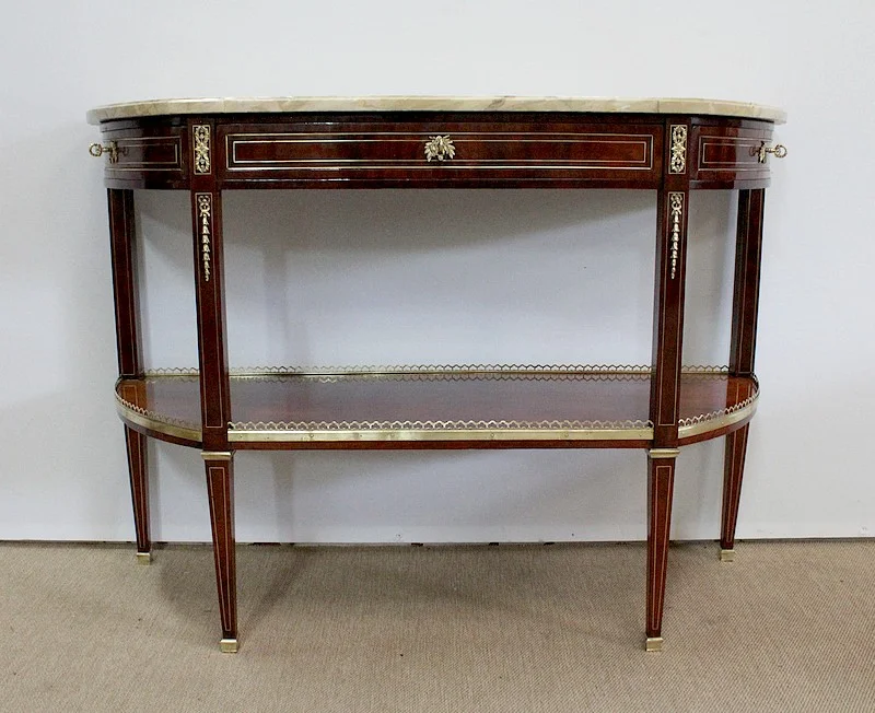 Longue Console en Acajou et Marbre, transition Louis XVI / Directoire – XVIIIe