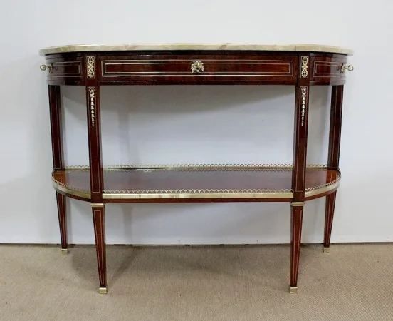 Longue Console en Acajou et Marbre, transition Louis XVI / Directoire – XVIIIe