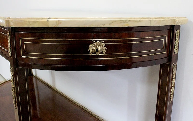 Longue Console en Acajou et Marbre, transition Louis XVI / Directoire – XVIIIe