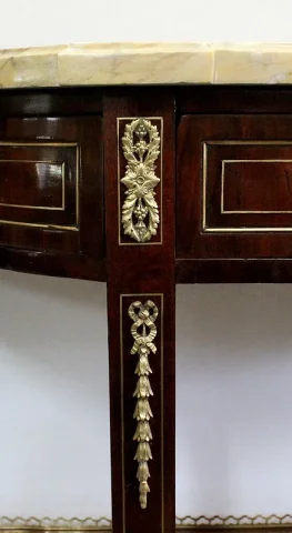 Longue Console en Acajou et Marbre, transition Louis XVI / Directoire – XVIIIe