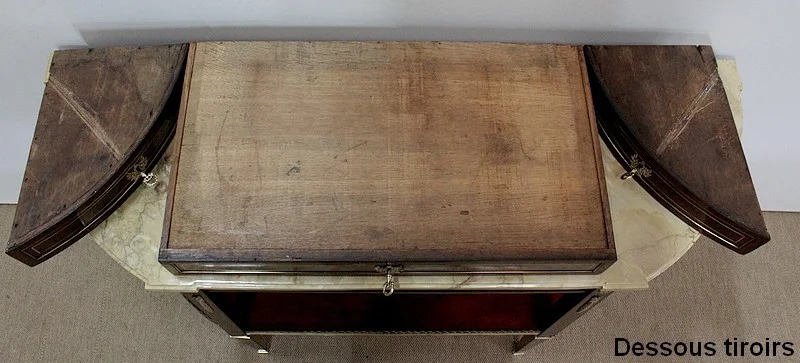 Longue Console en Acajou et Marbre, transition Louis XVI / Directoire – XVIIIe