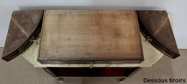 Longue Console en Acajou et Marbre, transition Louis XVI / Directoire – XVIIIe
