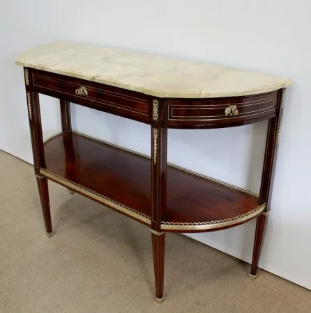 Longue Console en Acajou et Marbre, transition Louis XVI / Directoire – XVIIIe