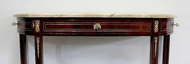 Longue Console en Acajou et Marbre, transition Louis XVI / Directoire – XVIIIe