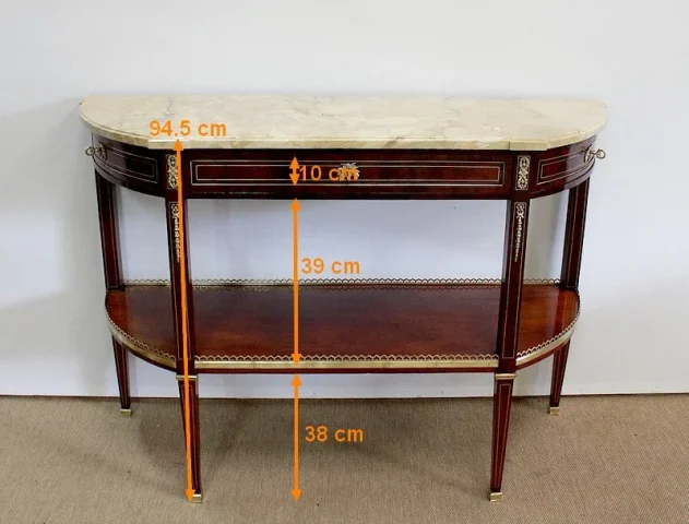 Longue Console en Acajou et Marbre, transition Louis XVI / Directoire – XVIIIe