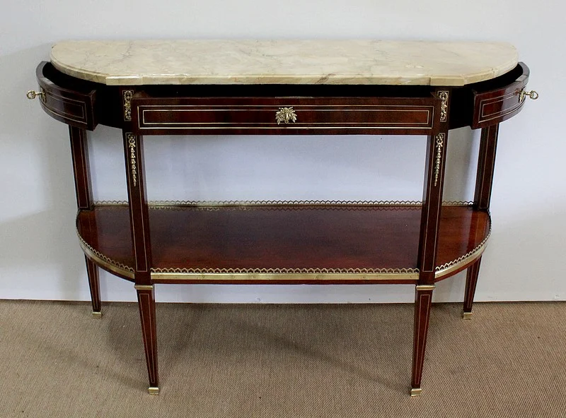 Longue Console en Acajou et Marbre, transition Louis XVI / Directoire – XVIIIe