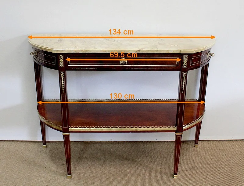 Longue Console en Acajou et Marbre, transition Louis XVI / Directoire – XVIIIe