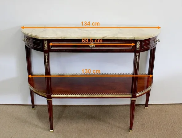 Longue Console en Acajou et Marbre, transition Louis XVI / Directoire – XVIIIe