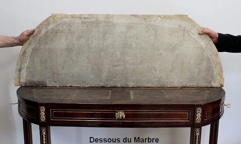 Longue Console en Acajou et Marbre, transition Louis XVI / Directoire – XVIIIe