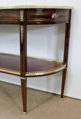 Longue Console en Acajou et Marbre, transition Louis XVI / Directoire – XVIIIe