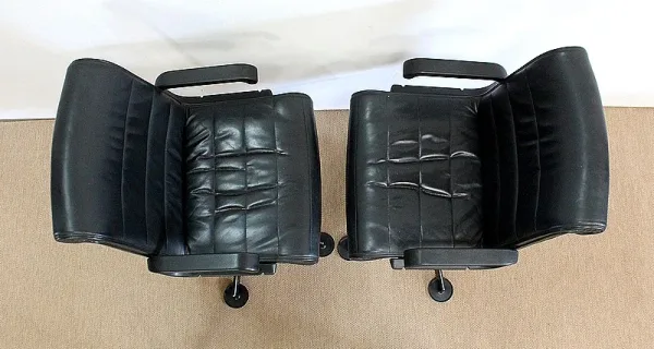 Paire de Fauteuils de Bureau en Cuir, de Richard Sapper – 1979