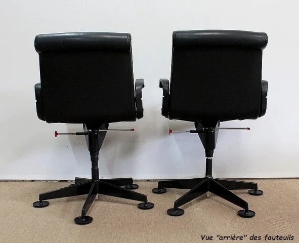 Paire de Fauteuils de Bureau en Cuir, de Richard Sapper – 1979