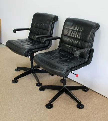 Paire de Fauteuils de Bureau en Cuir, de Richard Sapper – 1979