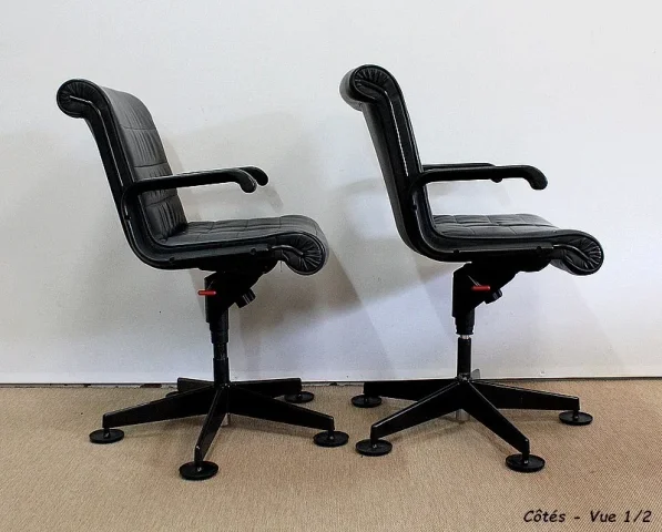 Paire de Fauteuils de Bureau en Cuir, de Richard Sapper – 1979