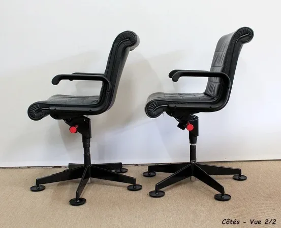 Paire de Fauteuils de Bureau en Cuir, de Richard Sapper – 1979
