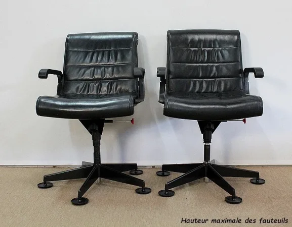 Paire de Fauteuils de Bureau en Cuir, de Richard Sapper – 1979