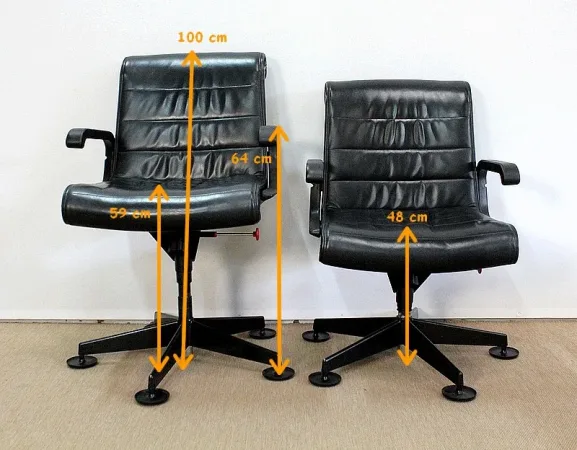 Paire de Fauteuils de Bureau en Cuir, de Richard Sapper – 1979