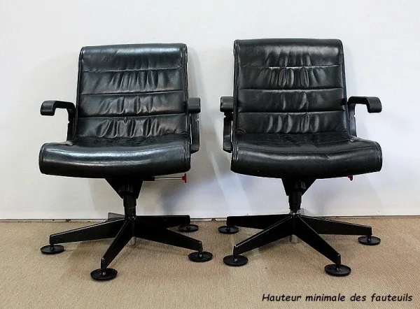 Paire de Fauteuils de Bureau en Cuir, de Richard Sapper – 1979