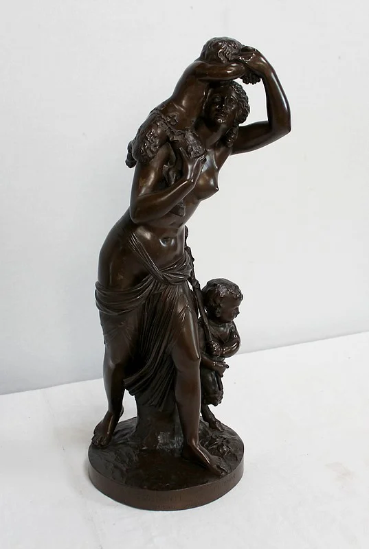 Bronze « Bacchante et petits faunes » d’après J-J Foucou – 2ème moitié du XIXe