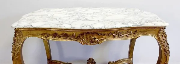 Table de milieu en Marbre et Bois doré, style Régence - 2ème partie XIXe