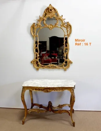 Table de milieu en Marbre et Bois doré, style Régence - 2ème partie XIXe