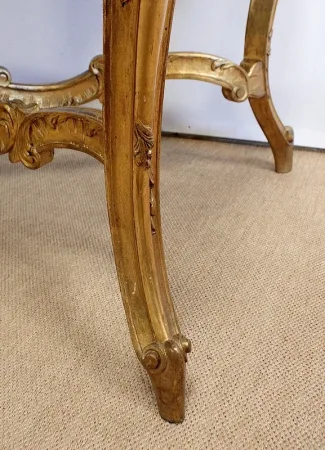 Table de milieu en Marbre et Bois doré, style Régence - 2ème partie XIXe