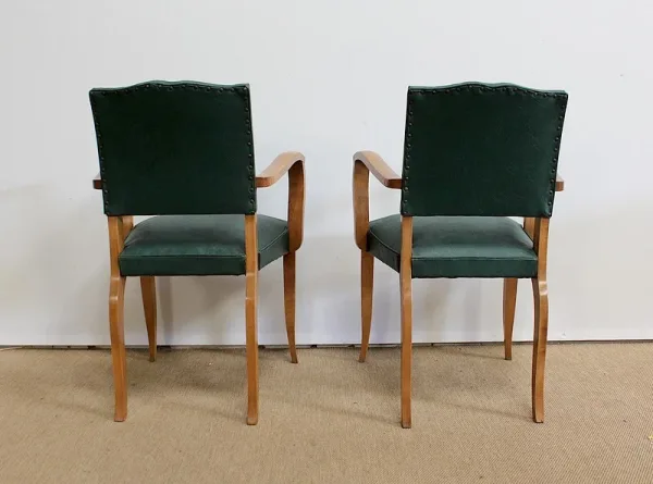 Paire de Fauteuils Bridge en Hêtre Naturel – 1950