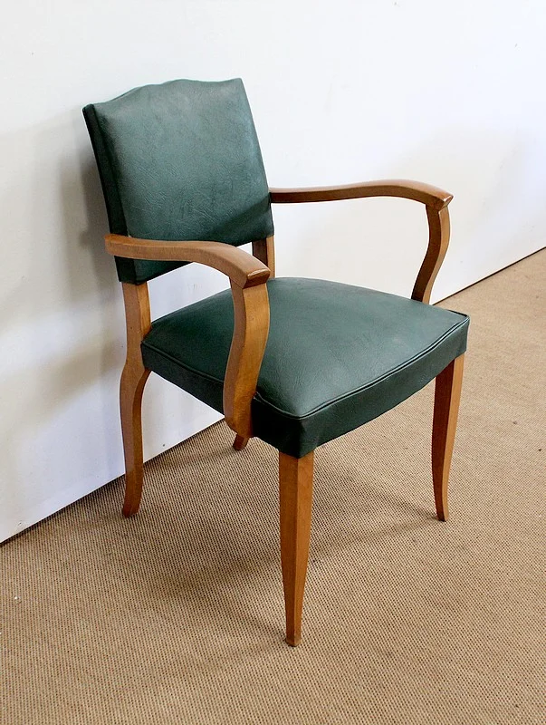 Paire de Fauteuils Bridge en Hêtre Naturel – 1950